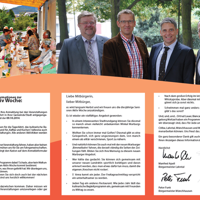 Bild vergr&ouml;&szlig;ern: Flyer der Senioren-Aktiv-Woche 2014